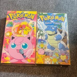 Vintage PIONEER Pokemon Jigglypuff Pop and Water Blast VHS Set